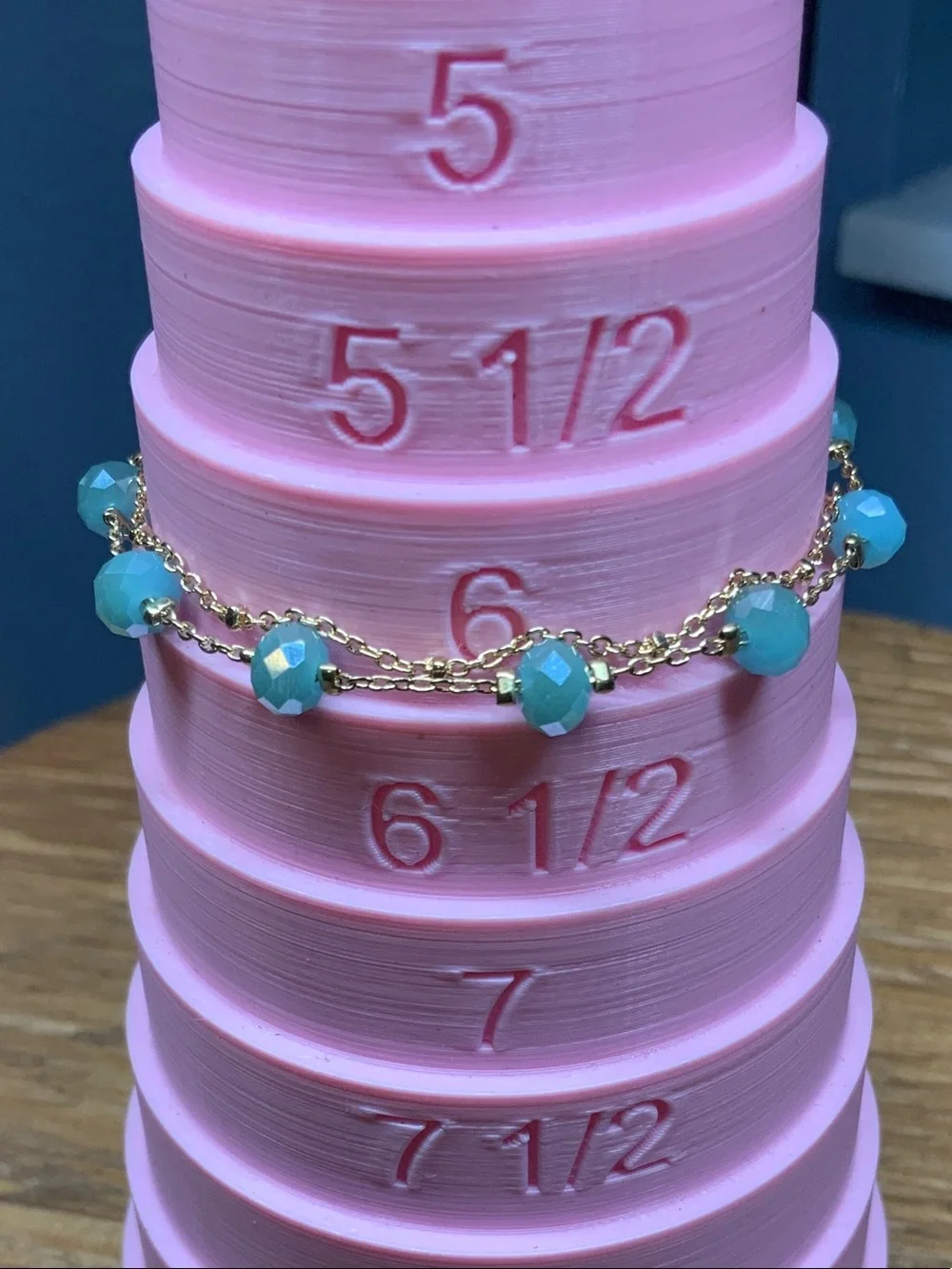 Columbus Gold-Tone with Blue Turquoise Beads Brass Magnetic Bracelet